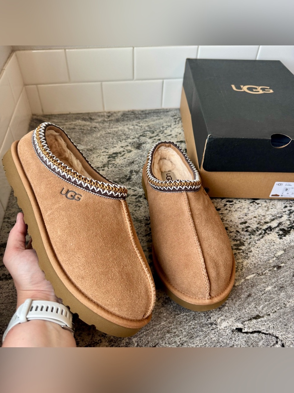 UGG Tasman Slippers in Chestnut. Men’s size 9. New in Box.